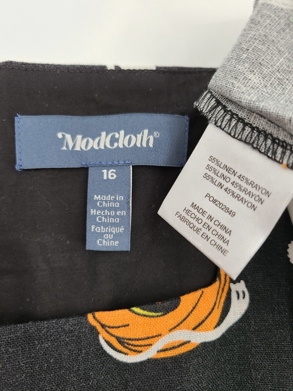 Modcloth SummerWeen Linen Blend Cats And Pumkins Dress Size 16 - Picture 10 of 12